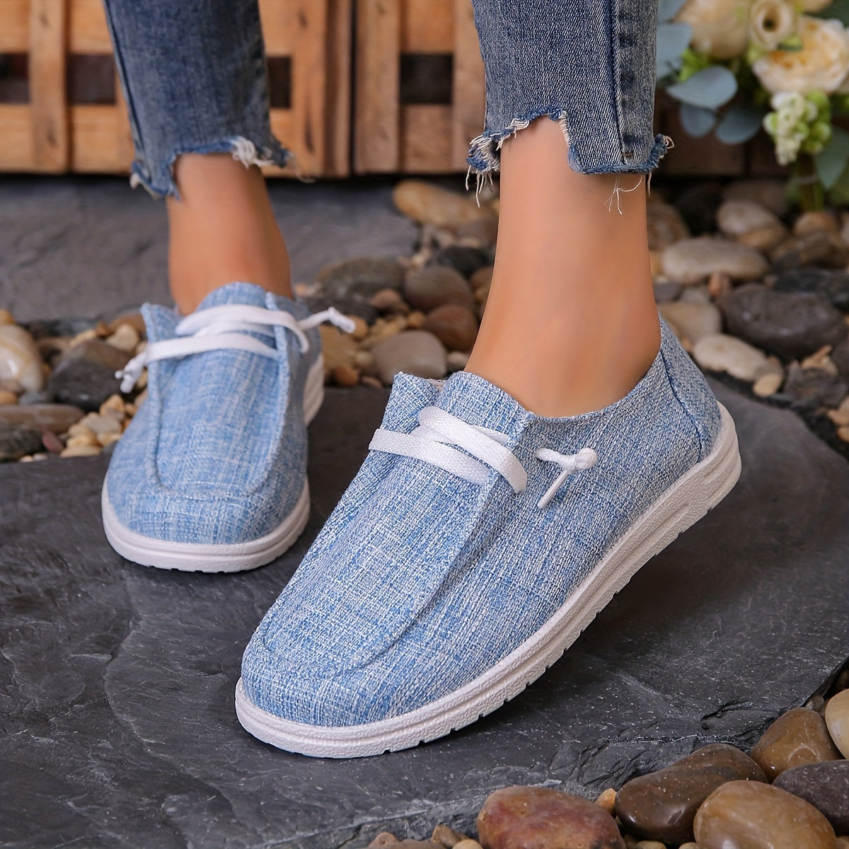 Solid Color Canvas Shoes, Casual Lace Up Walking Sneakers